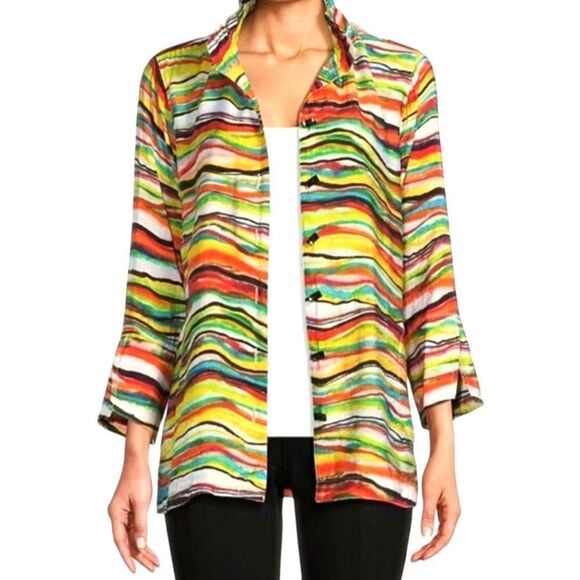 NWT MULTIPLES MODERN ART "WAVES" JACKET/BLOUSE SZ.S - Picture 1 of 6
